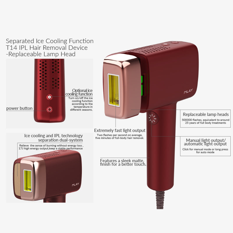 Mlay T14A Hair removal - Crimson Red