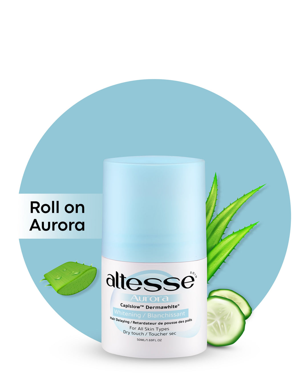Whitening and Hair Delaying Roll-On Deodorant Aurora 50Ml (Aloe vera and Cucumber scent)